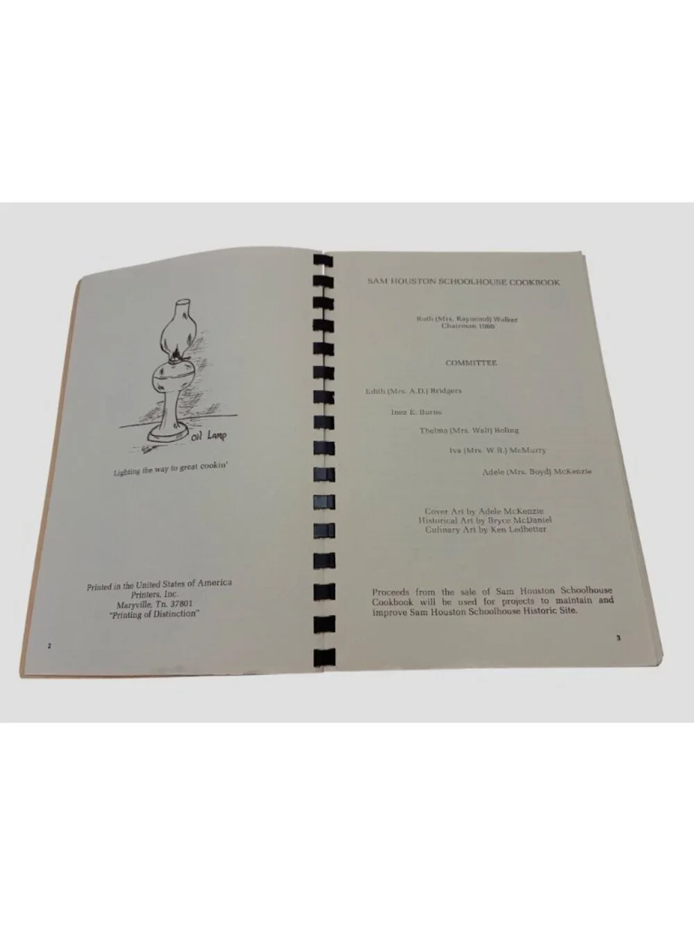 1980 Sam Houston Schoolhouse Cookbook Maryville TN Vintage Community Recipe Book